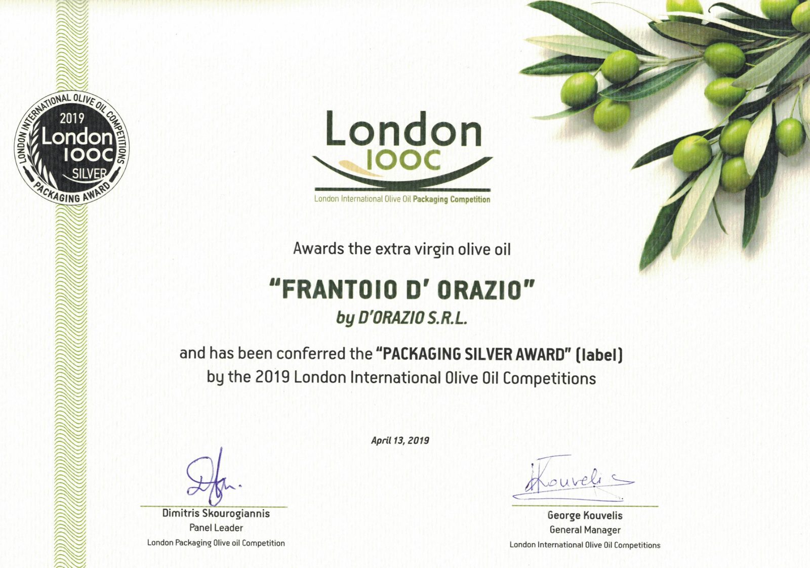 Attestato: London IOOC